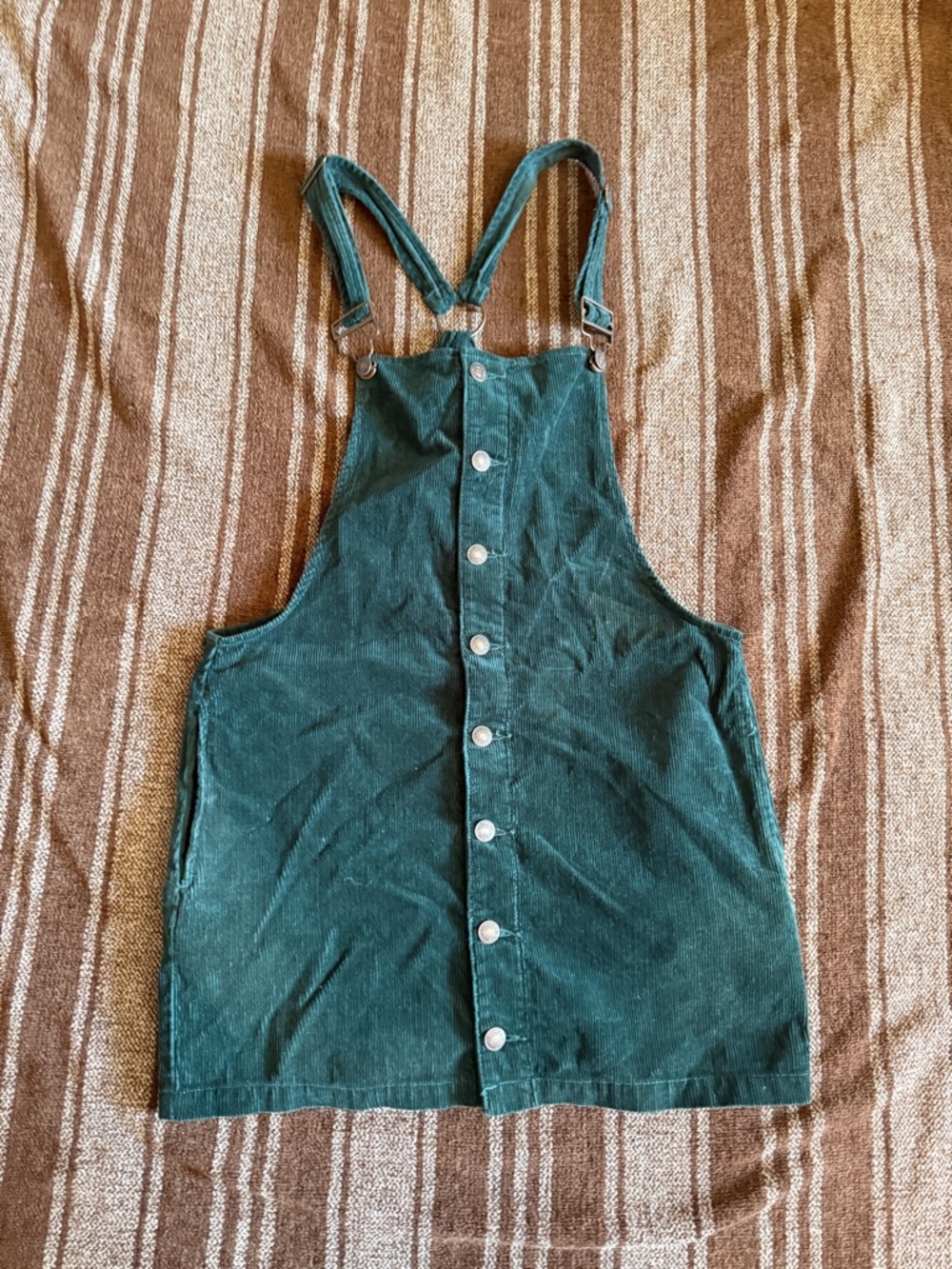 Women's Green Corduroy Button-Front Dress